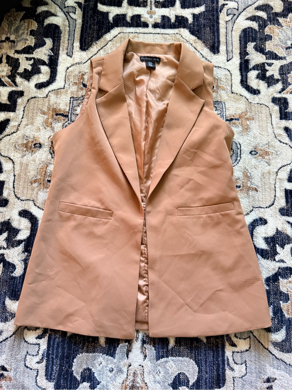 Sincerely Jules Camel Sleeveless Blazer Vest